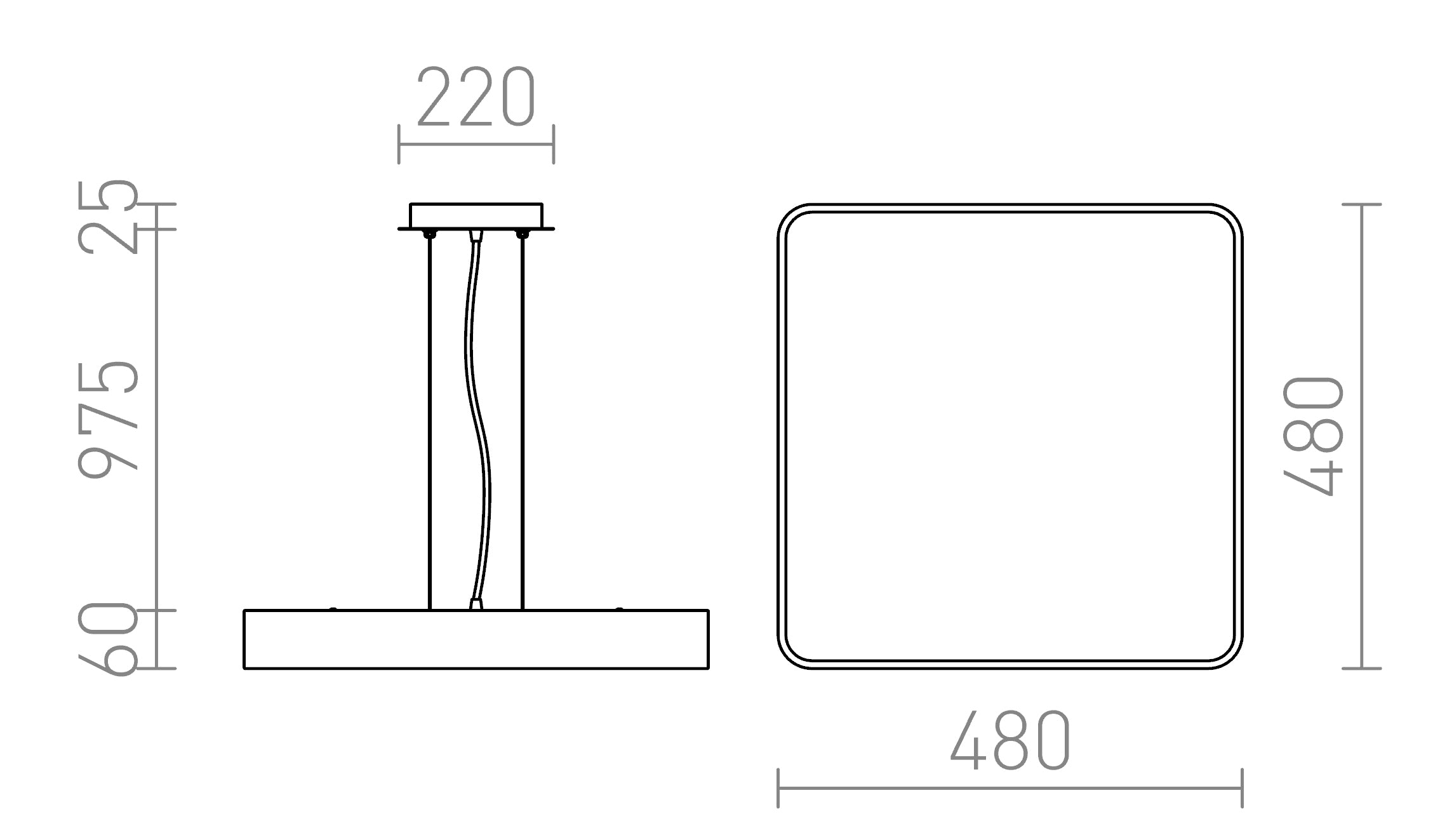 MENSA SQ 48 ΚΡΕΜΑΣΤΟ - Product sketch