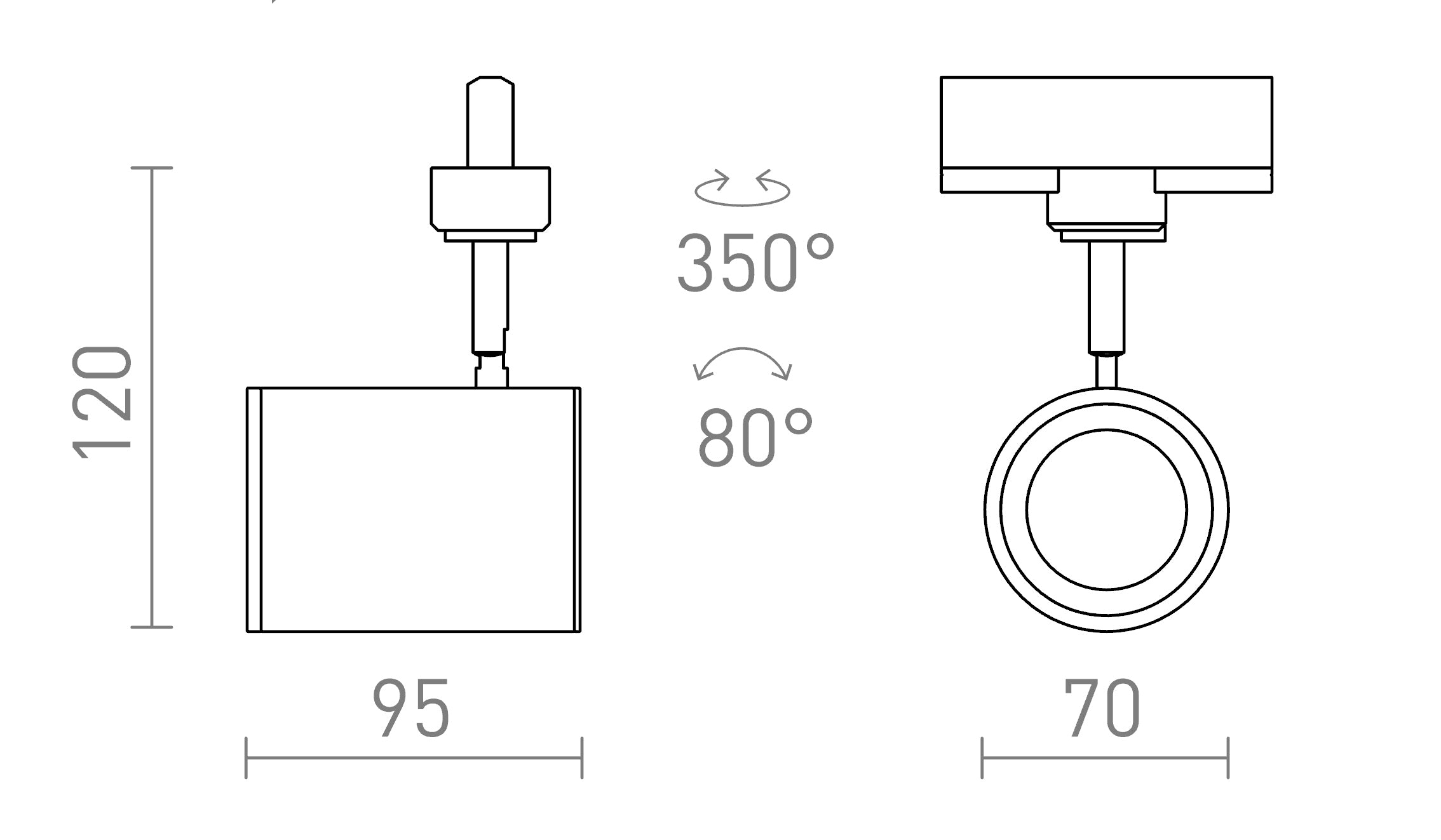 CADENZA ΓΙΑ ΡΑΓΑ ΦΩΤΙΣΜΟΥ ΤΡΙΩΝ ΚΥΚΛΩΜΑΤΩΝ - Product sketch