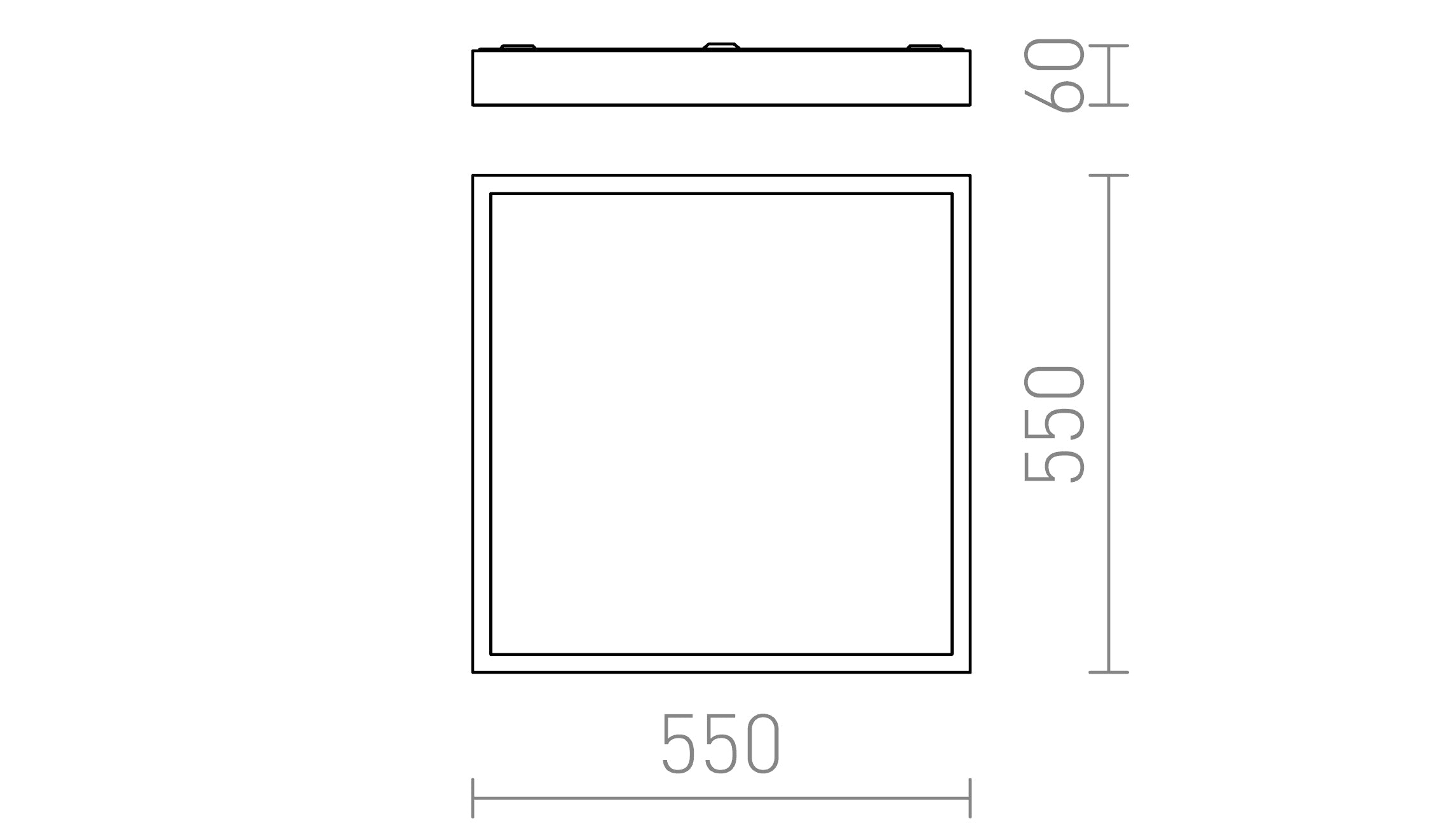 STRUCTURAL LED ΕΠΙΦΑΝΕΙΑΣ 55Χ55 - Product sketch