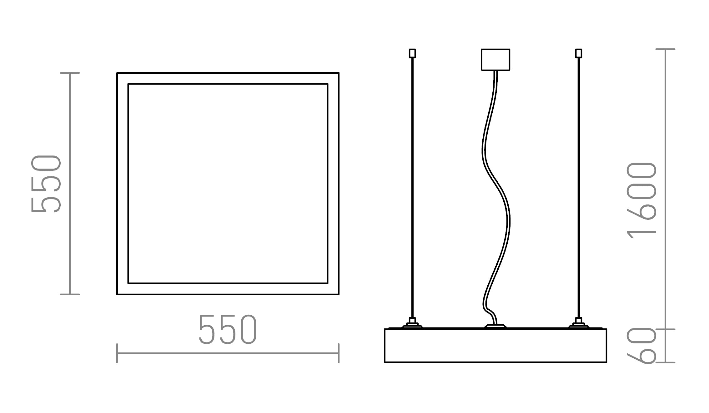 STRUCTURAL LED ΚΡΕΜΑΣΤΟ ΦΩΤΙΣΤΙΚΟ 55Χ55 - Product sketch