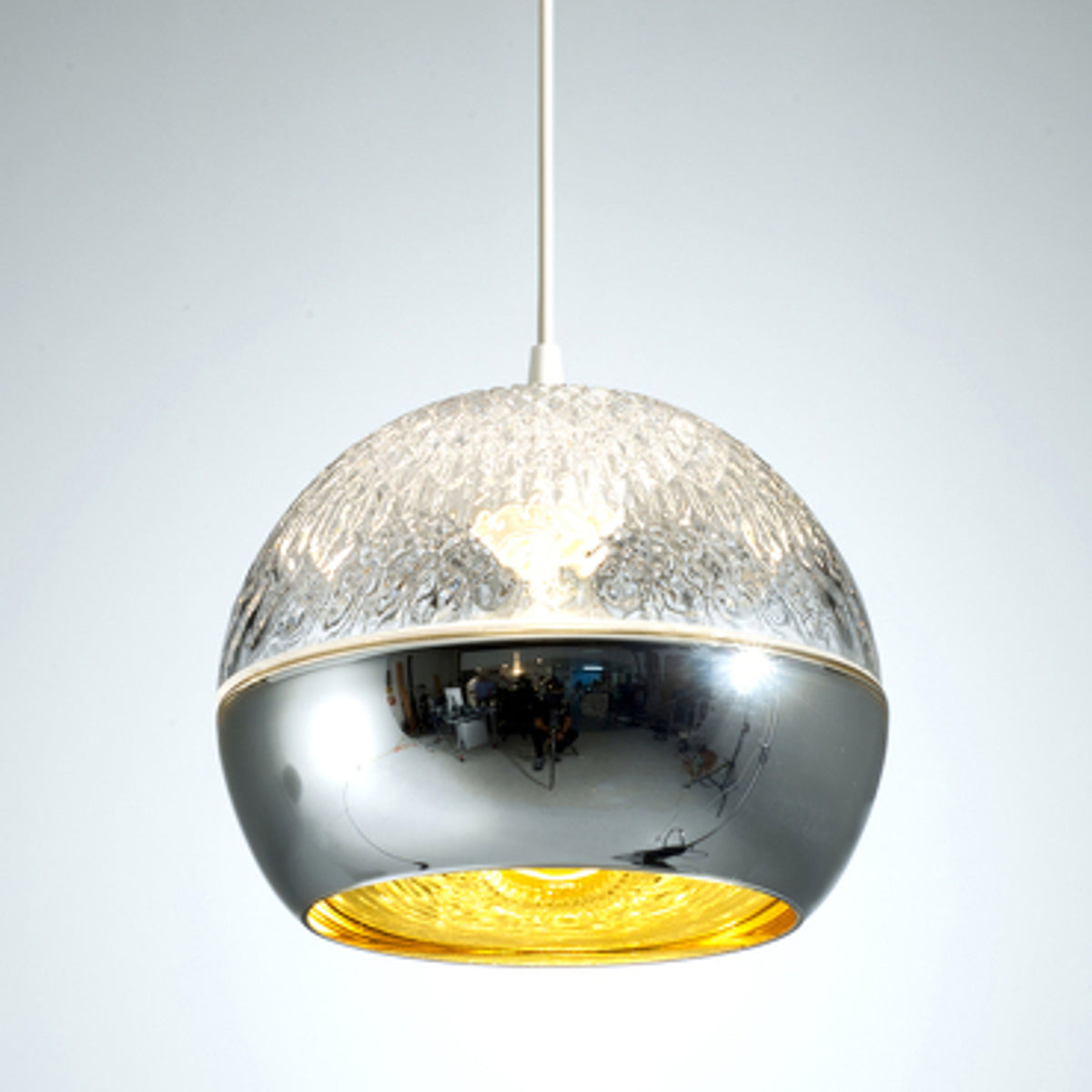 RENDL Outlet KISS pendant shade clear glass/chrome-tinted glass max. 60W F8469SGGL0 1
