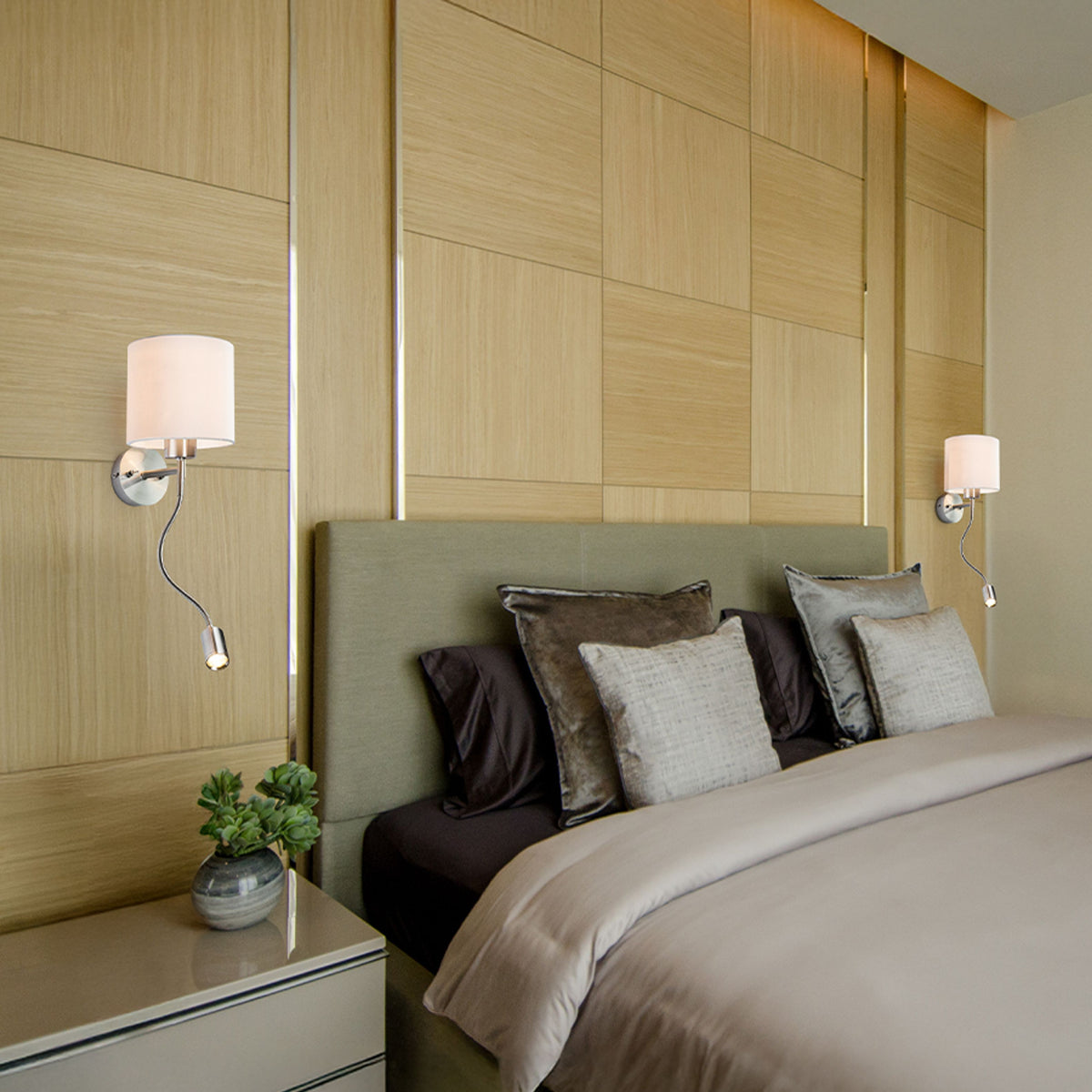RENDL wall lamp VERSA wall with shade white matt nickel 230V LED E27 LED 15+3W 40°  3000K R10580 2