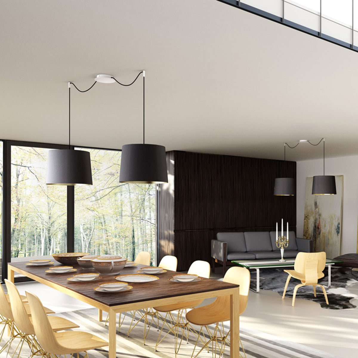 RENDL shades, shade bases, pendent sets ASPRO 40/30 shade Polycotton black/golden foil max. 23W R11467 5