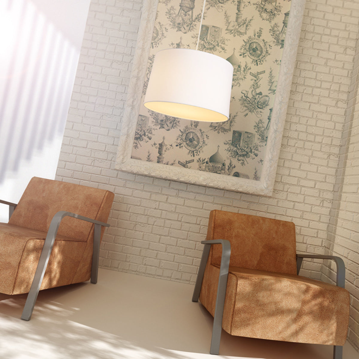 RENDL shades, shade bases, pendent sets ASPRO 55/30 shade Polycotton white/white PVC max. 23W R11494 2