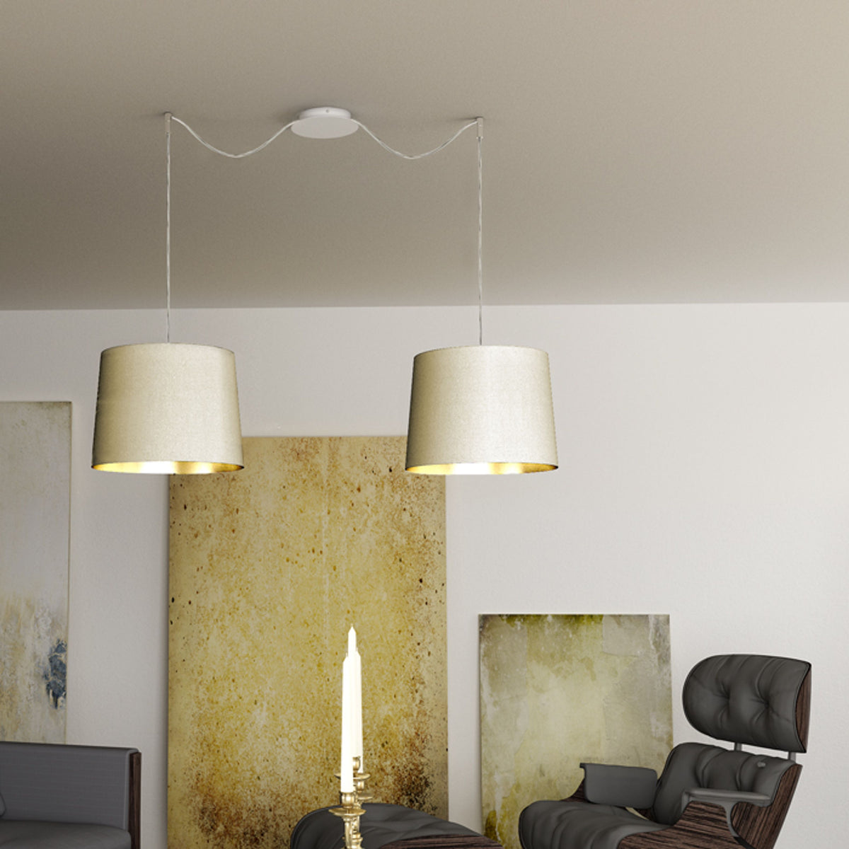 RENDL shades, shade bases, pendent sets ASPRO 40/30 shade  Monaco dove gray/silver PVC  max. 23W R11589 9