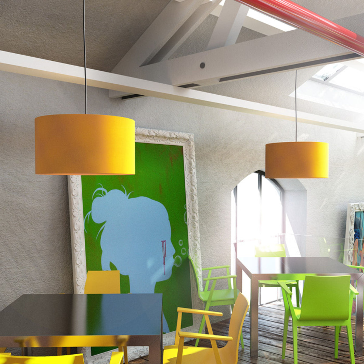 RENDL shades, shade bases, pendent sets RON 55/30 shade Chintz apricot/white PVC max. 23W R11608 3