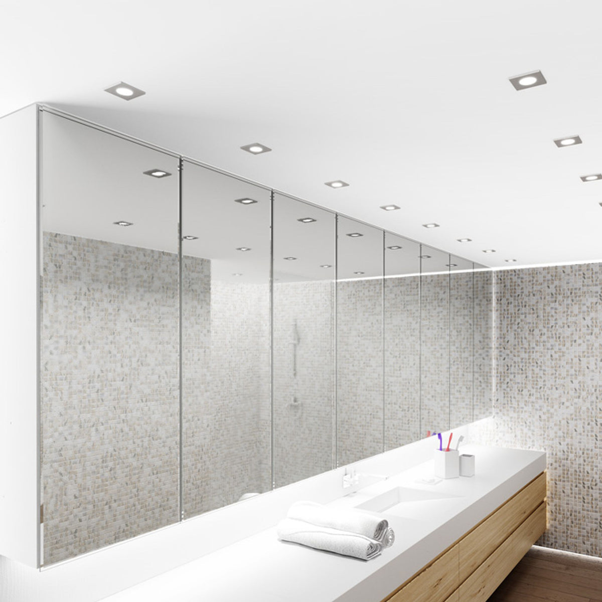 RENDL Outlet SPLASH SQ recessed  matt nickel 230V LED GU10 8W IP65 R11736 5