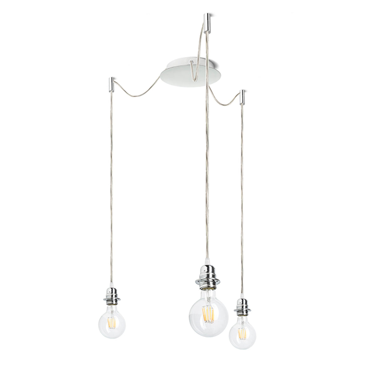 RENDL shades, shade bases, pendent sets KOMBIX 3 pendant set CHB+TC+CHF   230V LED E27 3x15W R11788 1