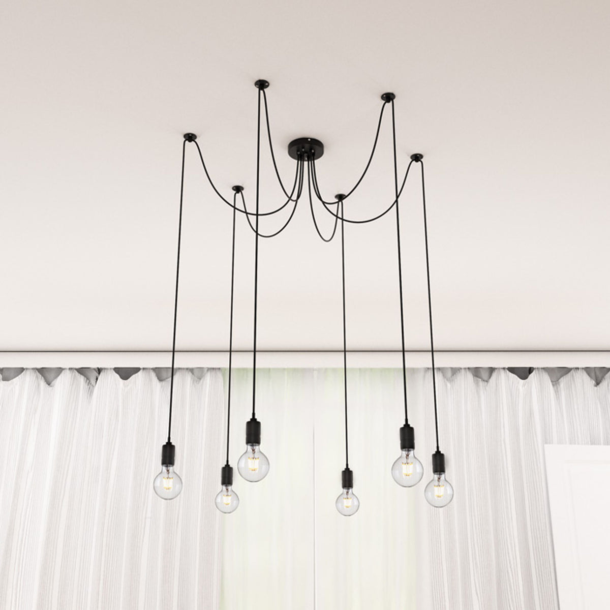 RENDL pendant lamp CINDY VI pendant black  230V LED E27 6x15W R12054 7