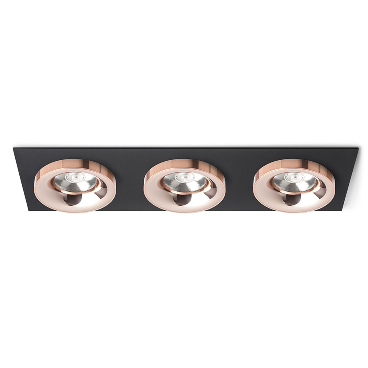 RENDL recessed light SHARM SQ III recessed black copper/copper 230V LED 3x10W 24° 3000K R13263 1