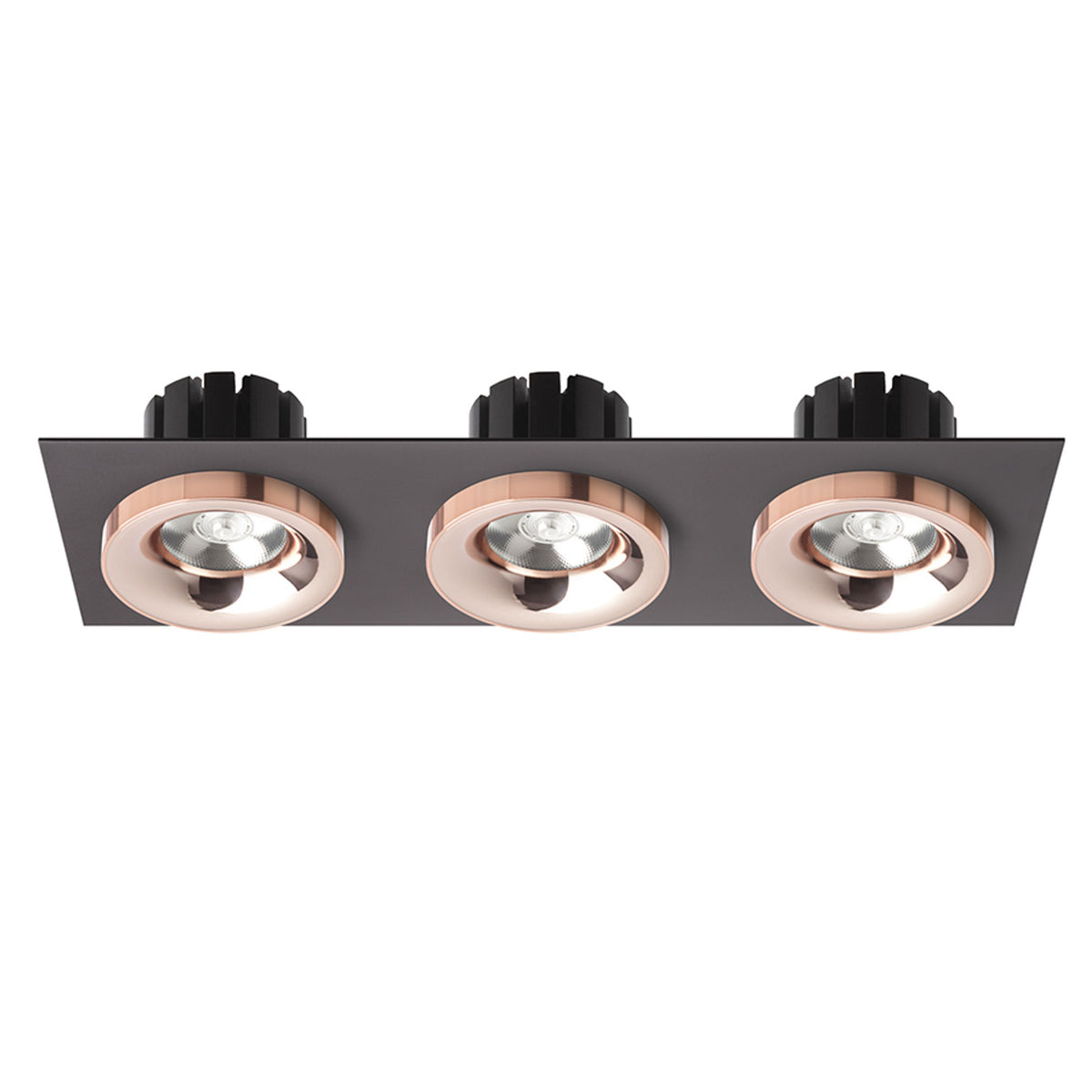 RENDL recessed light SHARM SQ III recessed black copper/copper 230V LED 3x10W 24° 3000K R13263 2