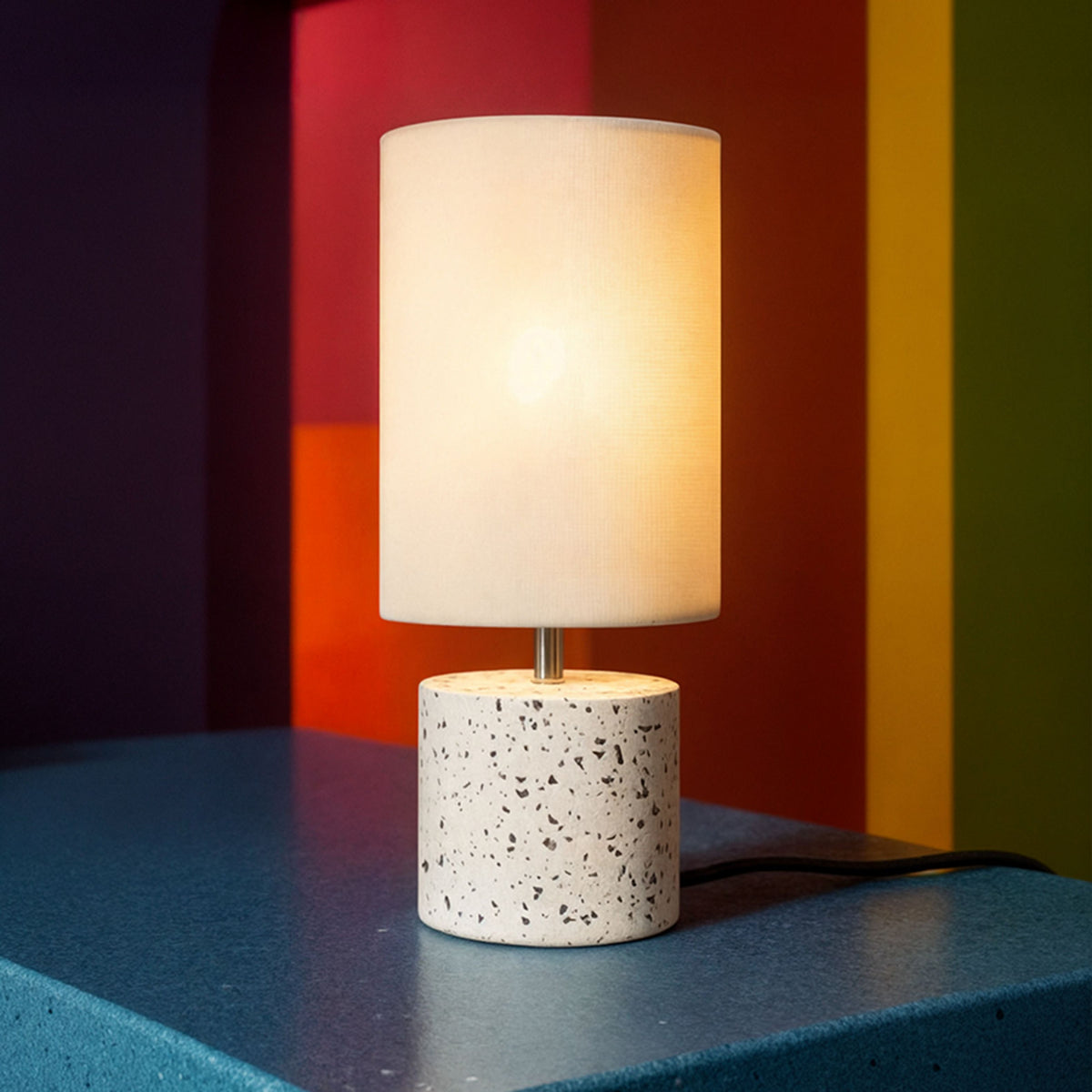 RENDL table lamp CAMINO table with shade white terazzo decor 230V LED E27 15W R13294 4