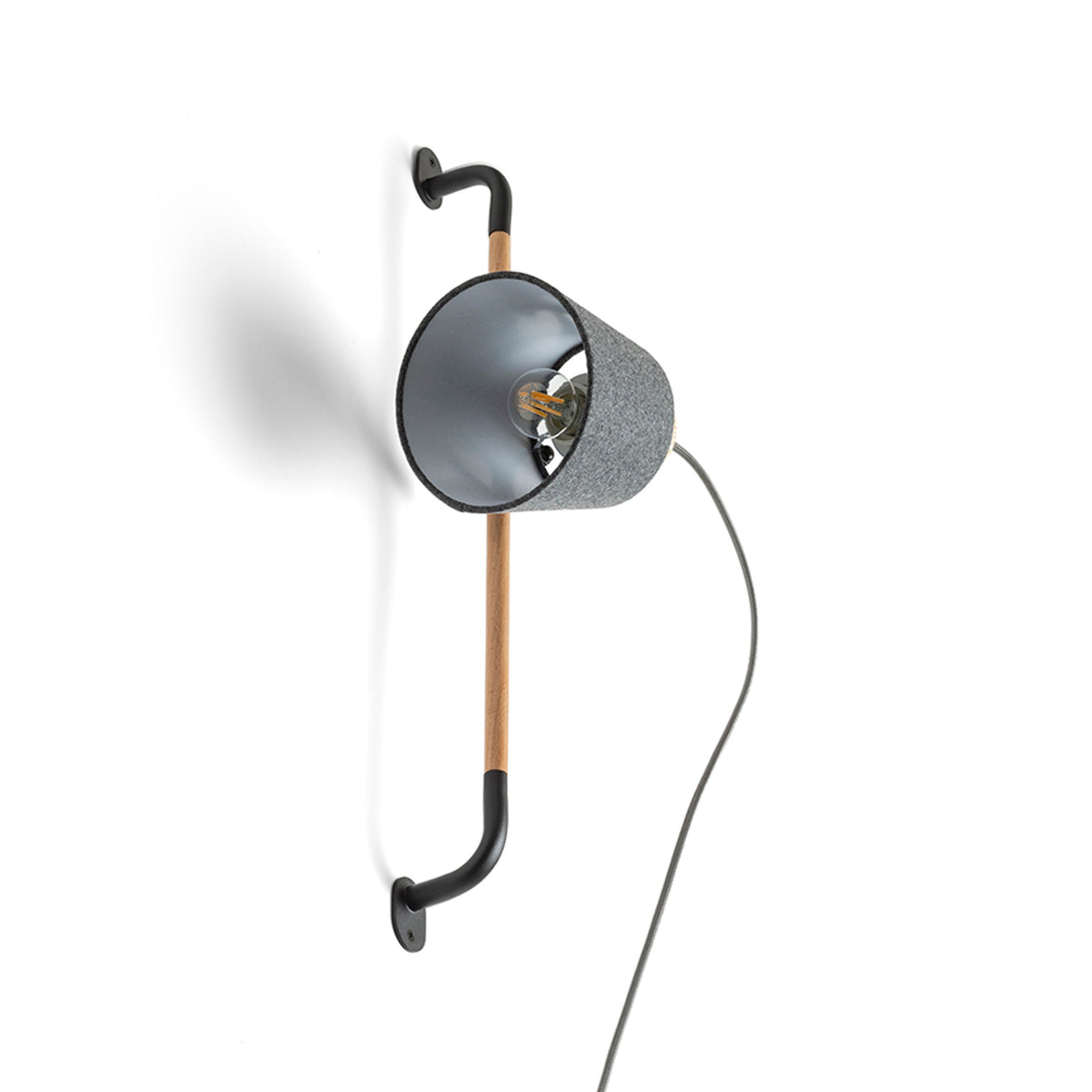 RENDL spotlight CHOUPETTE wall adjustable black grey textile/wood 230V LED E27 11W R13649 8