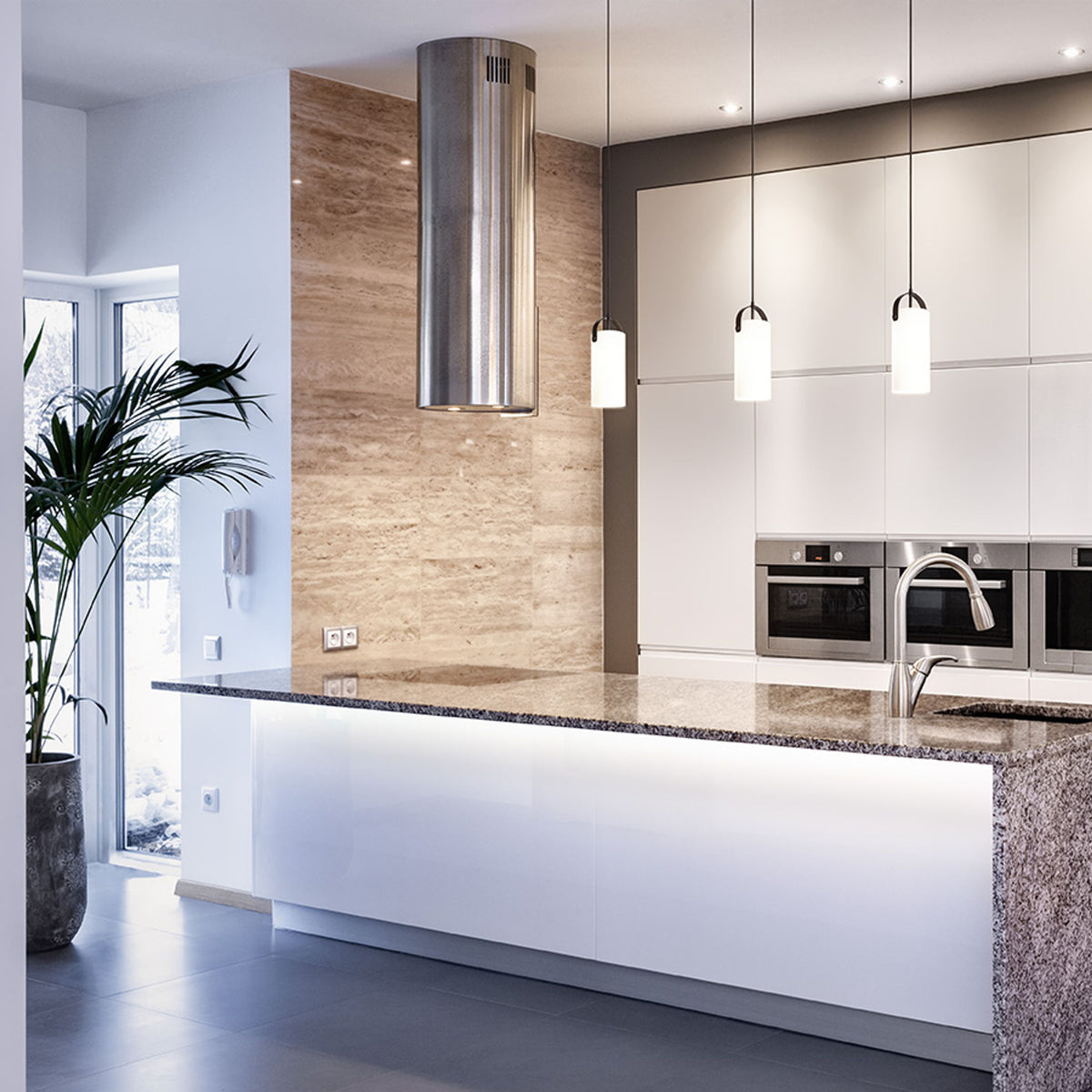 RENDL pendant lamp JULIETTA 31 pendant  opal-colored glass/black 230V LED E27 15W R13753 3