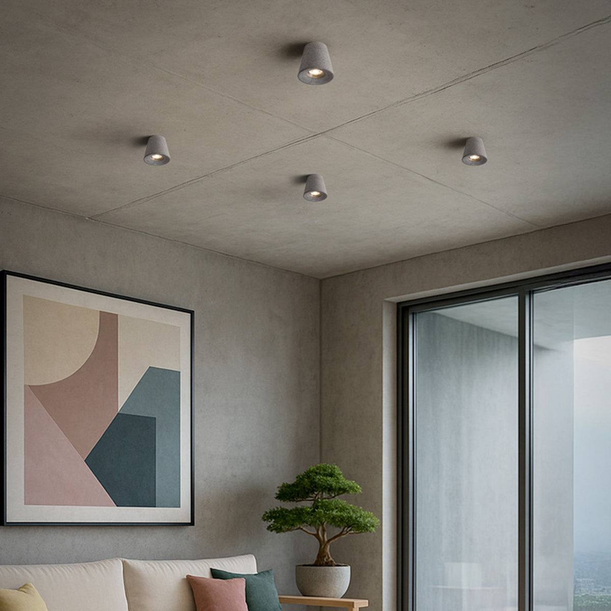 RENDL surface mounted lamp VOLCA ceiling  concrete/dark granite 230V LED GU10 5W R13795 4