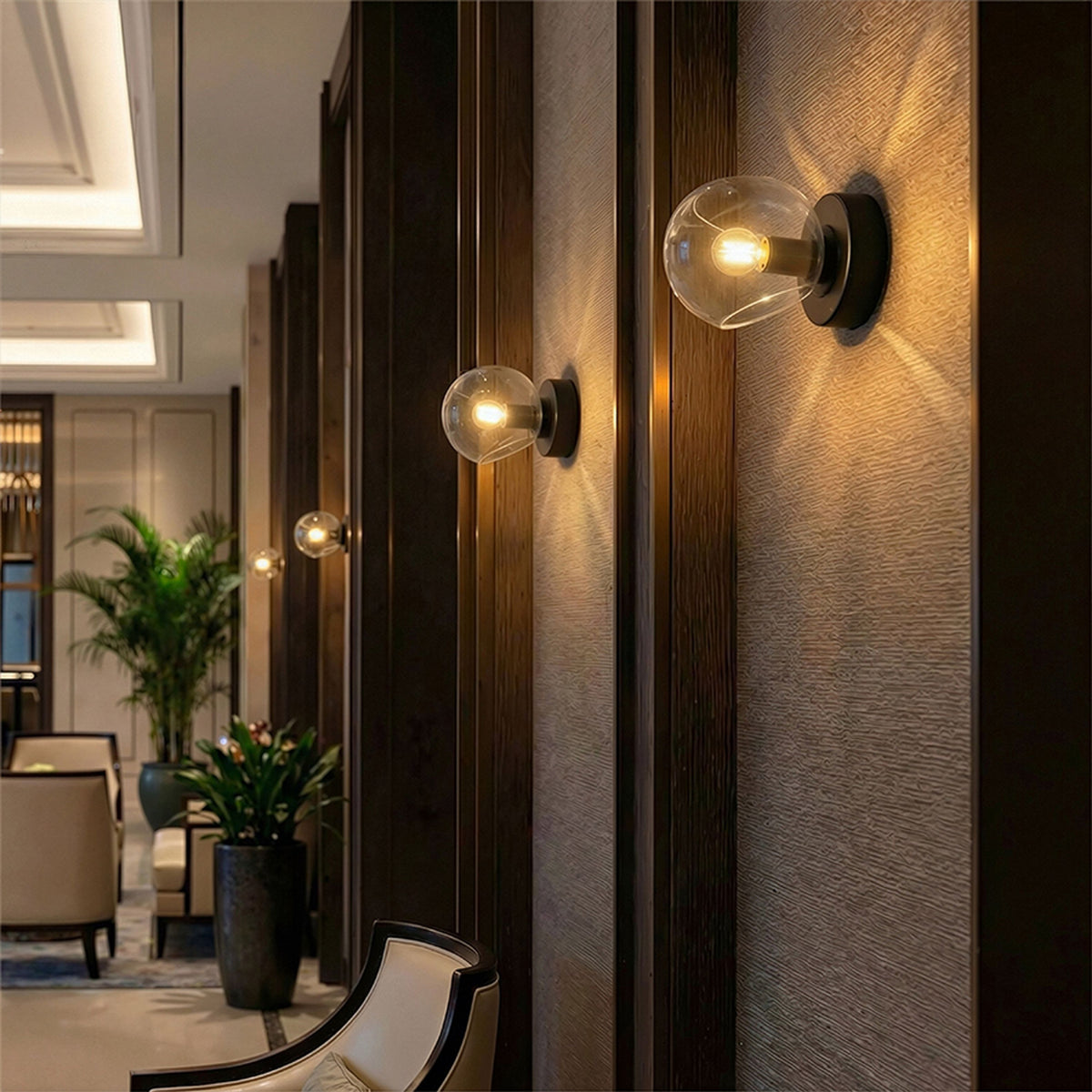 RENDL wall lamp SOLARIS surface mounted clear glass/black 230V LED E14 7W R13994 2