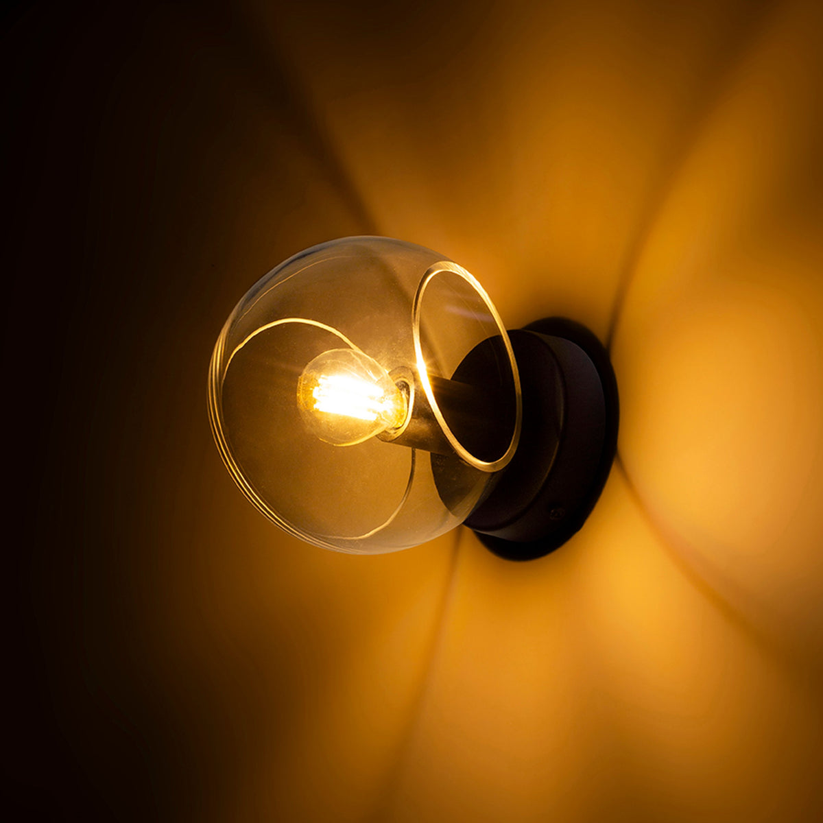 RENDL wall lamp SOLARIS surface mounted clear glass/black 230V LED E14 7W R13994 9