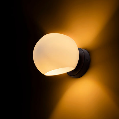 RENDL wall lamp SOLARIS surface mounted frosted glass/black 230V LED E14 7W R13995 6