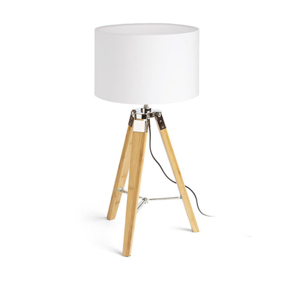 RENDL table lamp ALVIS/RON 40 table  Polycotton white/bamboo 230V LED E27 15W R14042 1