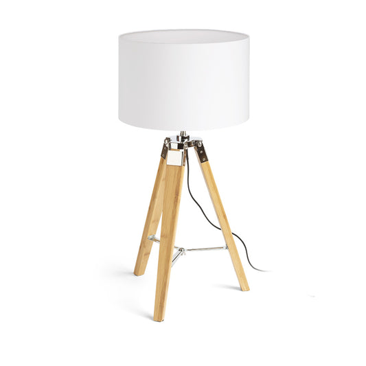 RENDL table lamp ALVIS/RON 40 table  Polycotton white/bamboo 230V LED E27 15W R14042 1