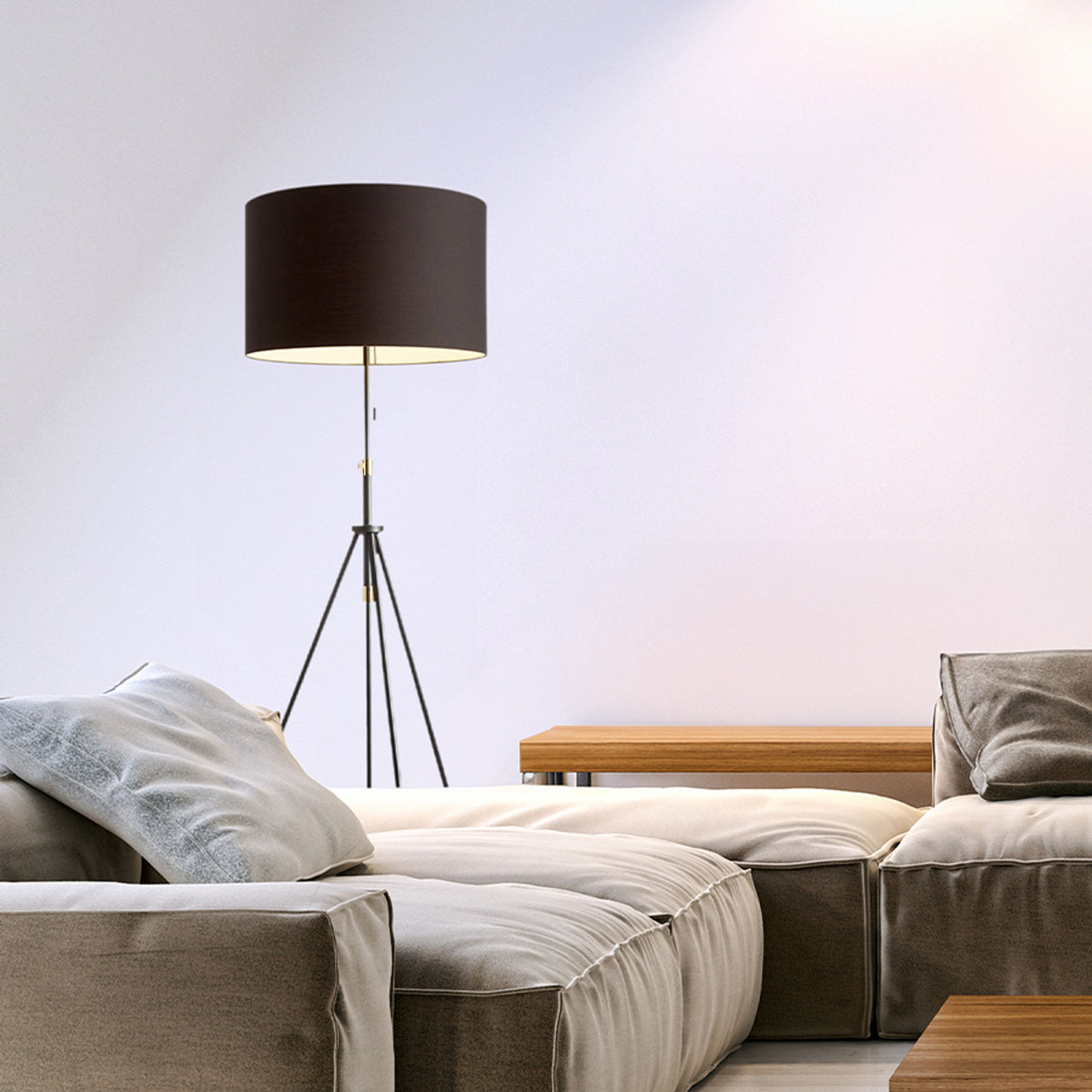 RENDL floor lamp LUTON/RON 55 floor  Polycotton black/black/metal 230V LED E27 15W R14068 3