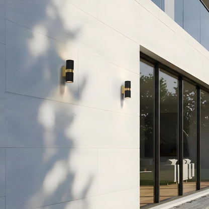 RENDL outdoor lamp MANO wall black/brushed brass 230V LED GU10 2x8W IP54 R14128 5