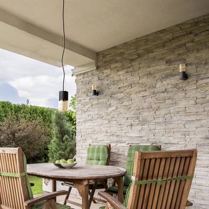 RENDL outdoor lamp QUINN pendant black amber-colored glass 230V LED E27 11W IP54 R14130 5