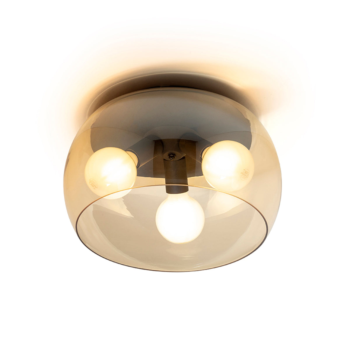 RENDL surface mounted lamp AMANDA ceiling matte black amber-colored glass 230V LED E27 3x15W R14132 1