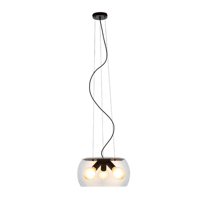 RENDL pendant lamp AMANDA pendant matte black clear glass 230V LED E27 3x15W R14134 1