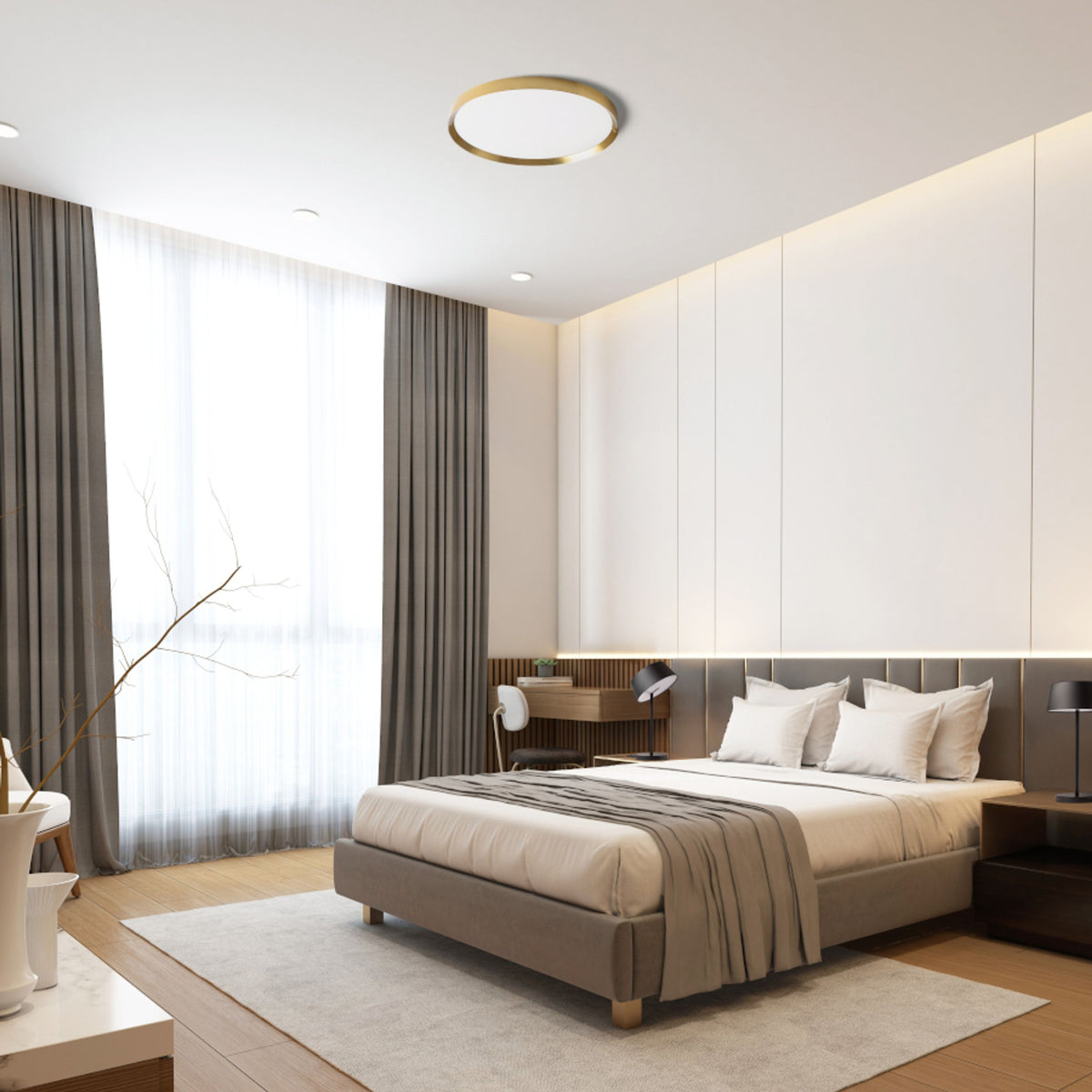 RENDL surface mounted lamp SOLEN 49 ceiling  brushed brass 230V LED 42W  3000K 4000K 6000K R14310 2