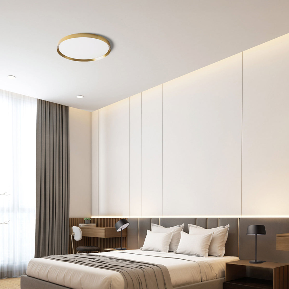 RENDL surface mounted lamp SOLEN 49 ceiling  brushed brass 230V LED 42W  3000K 4000K 6000K R14310 6