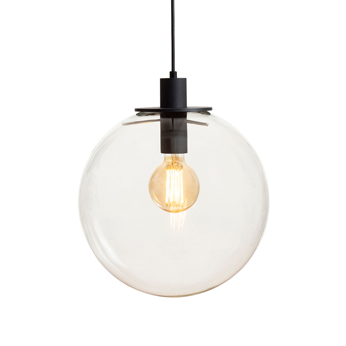 RENDL pendant lamp BOULDER 30 pendant clear glass/black 230V LED E27 15W R14393 3