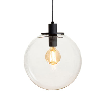 RENDL pendant lamp BOULDER 30 pendant clear glass/black 230V LED E27 15W R14393 3
