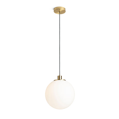 RENDL pendant lamp BOULDER 30 pendant opal-colored glass/brushed brass 230V LED E27 15W R14394 1