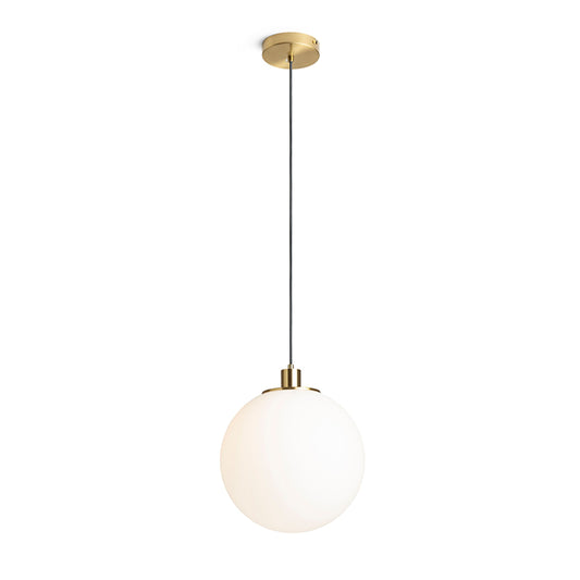 RENDL pendant lamp BOULDER 30 pendant opal-colored glass/brushed brass 230V LED E27 15W R14394 1