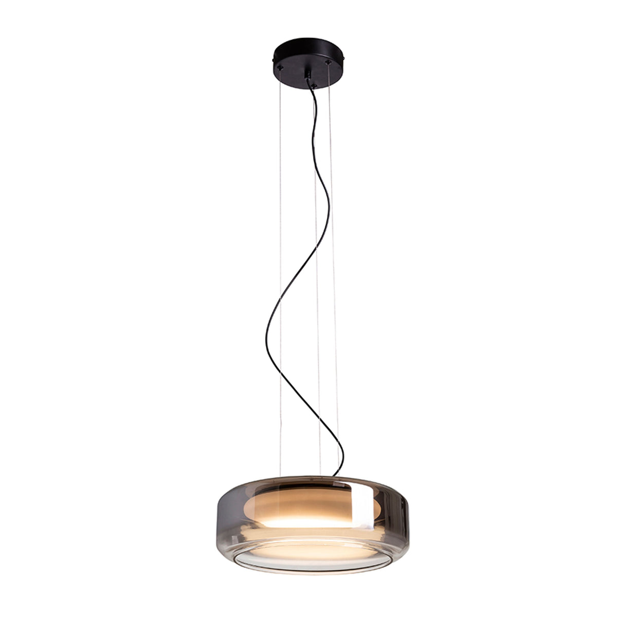 RENDL pendant lamp NAOMI 35 pendant  smoke-colored glass/frosted glass/black 230V LED 18W  3000K R14400 11