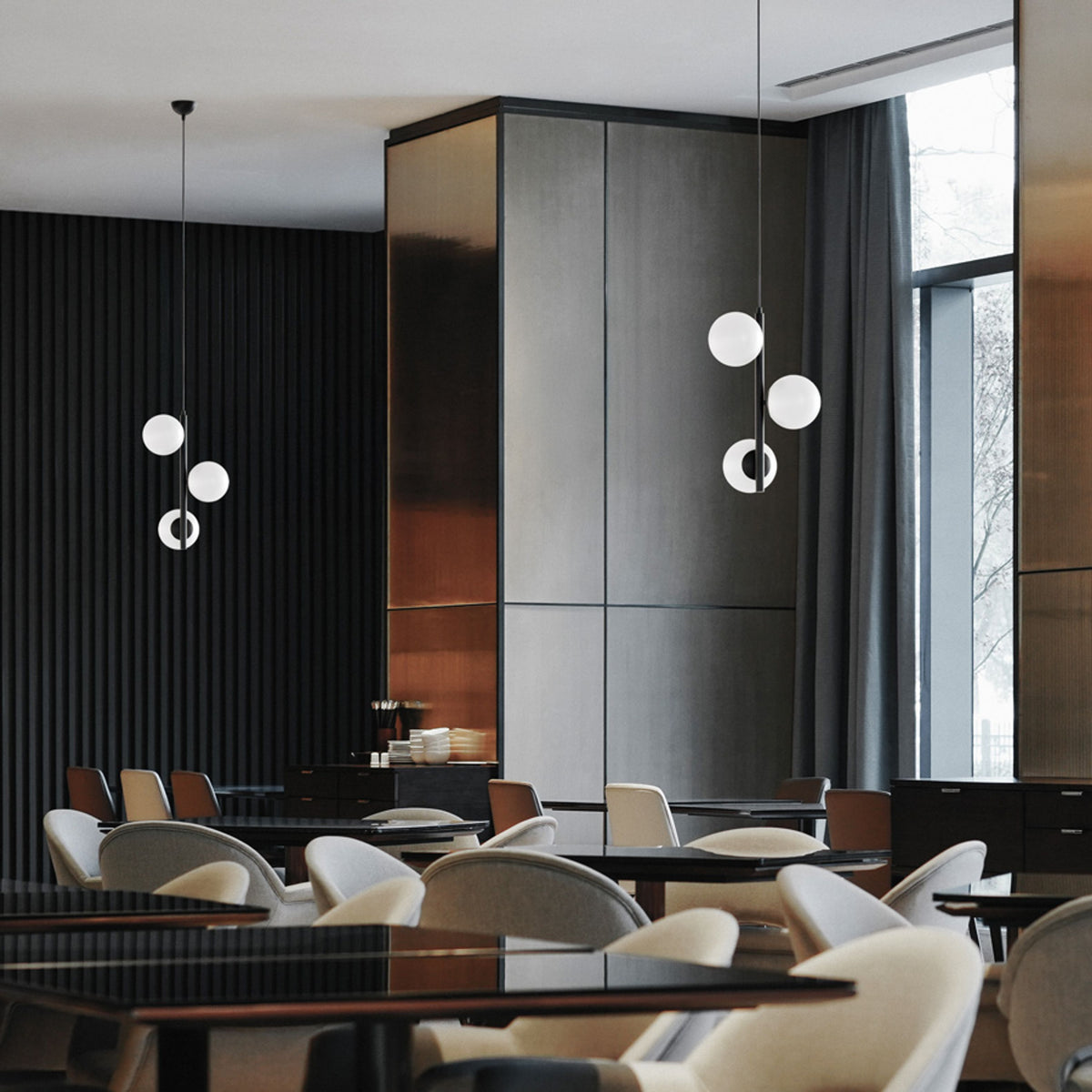 RENDL pendant lamp ETHERIA pendant black opal-colored glass 230V LED E27 3x11W R14484 5