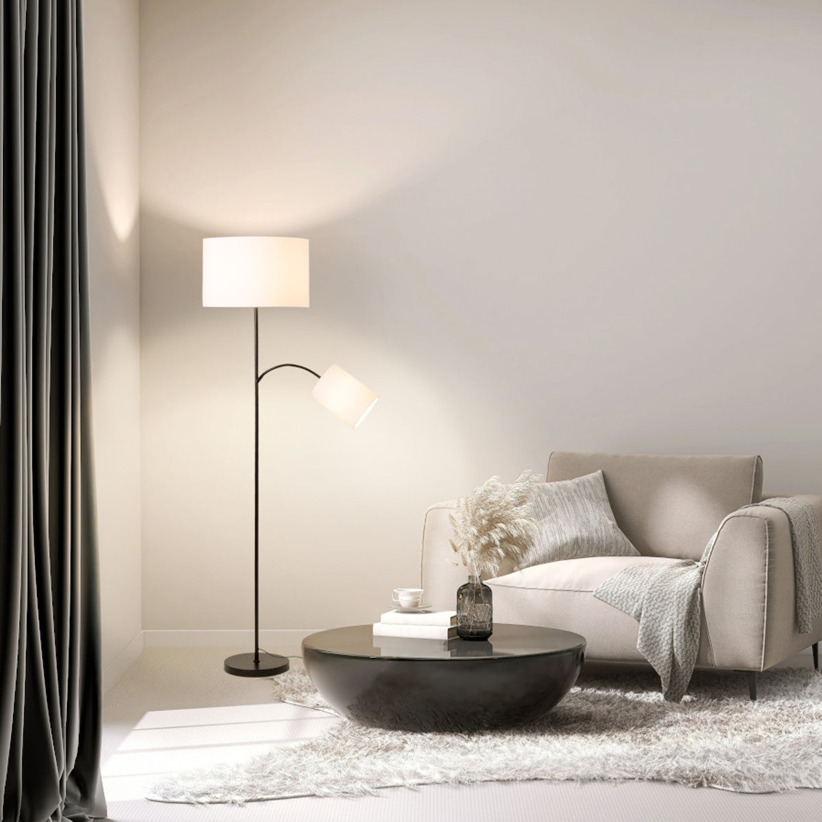 RENDL shades, shade bases, pendent sets PAMPA floor base black 230V LED E27 11+7W R14498 8