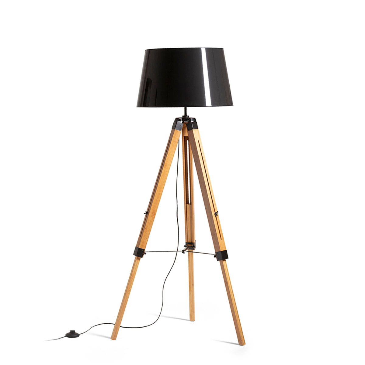 RENDL floor lamp ALVIS/RIDICK floor shiny black golden foil/bamboo/black 230V LED E27 15W R14501 6