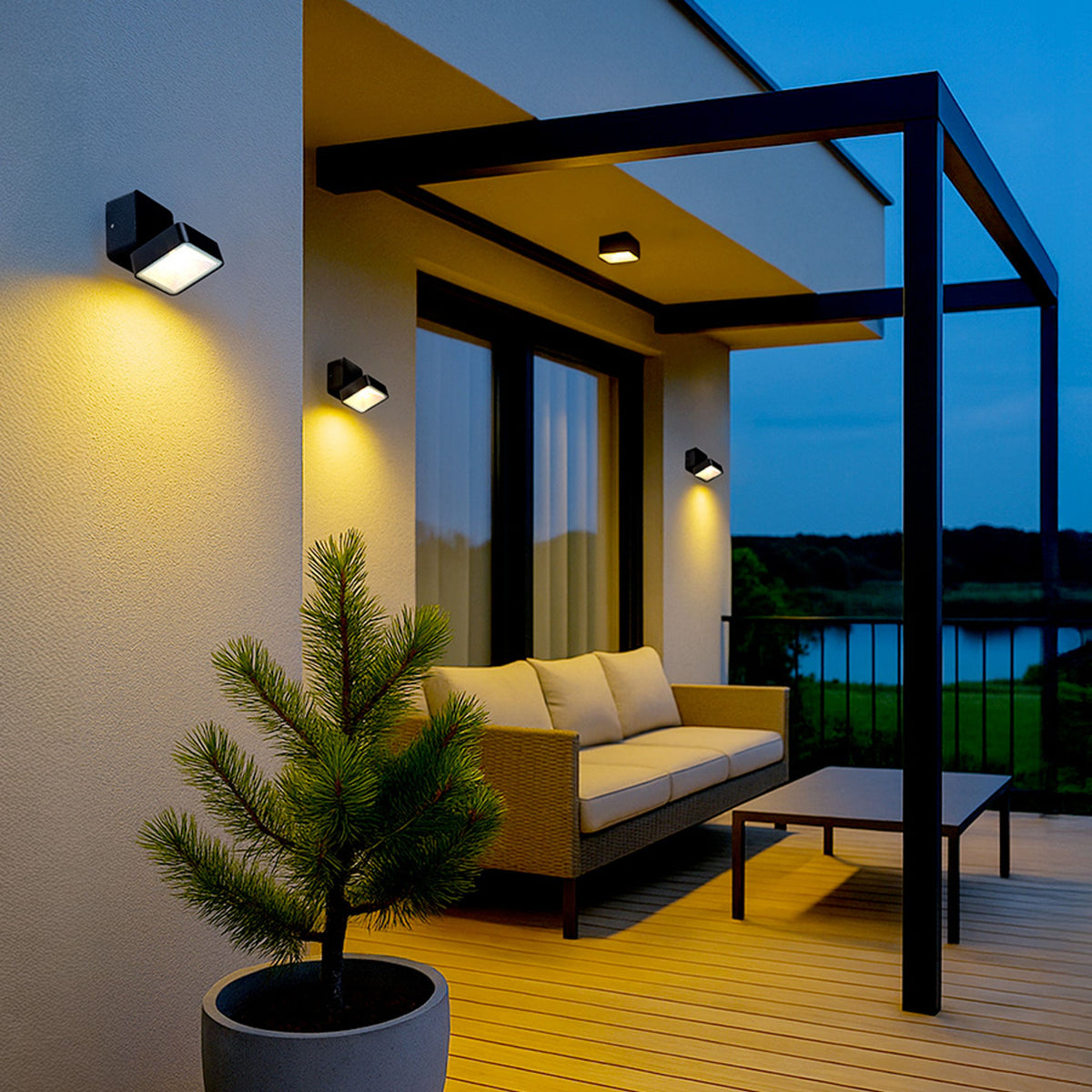 RENDL outdoor lamp FLAVIO SQ surface mounted black 230V LED 6W 110° IP54 3000K R14592 6